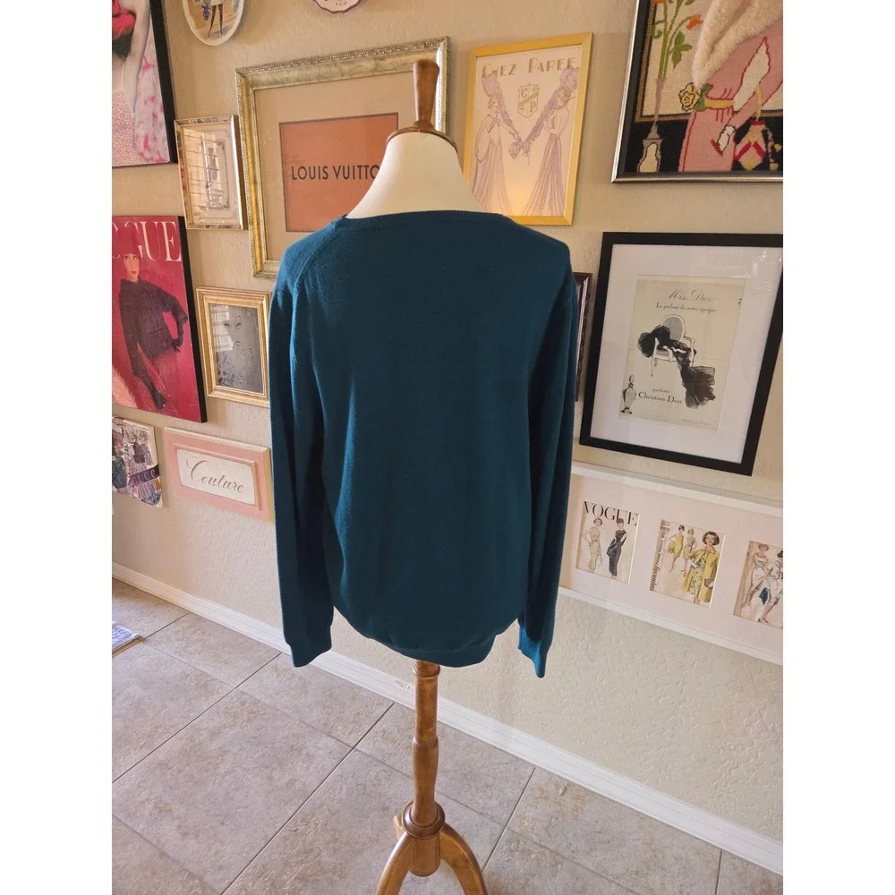 J. Crew Merino Wool‎ Crew Neck Sweater Men's Medium Teal Long Sleeve Pullover